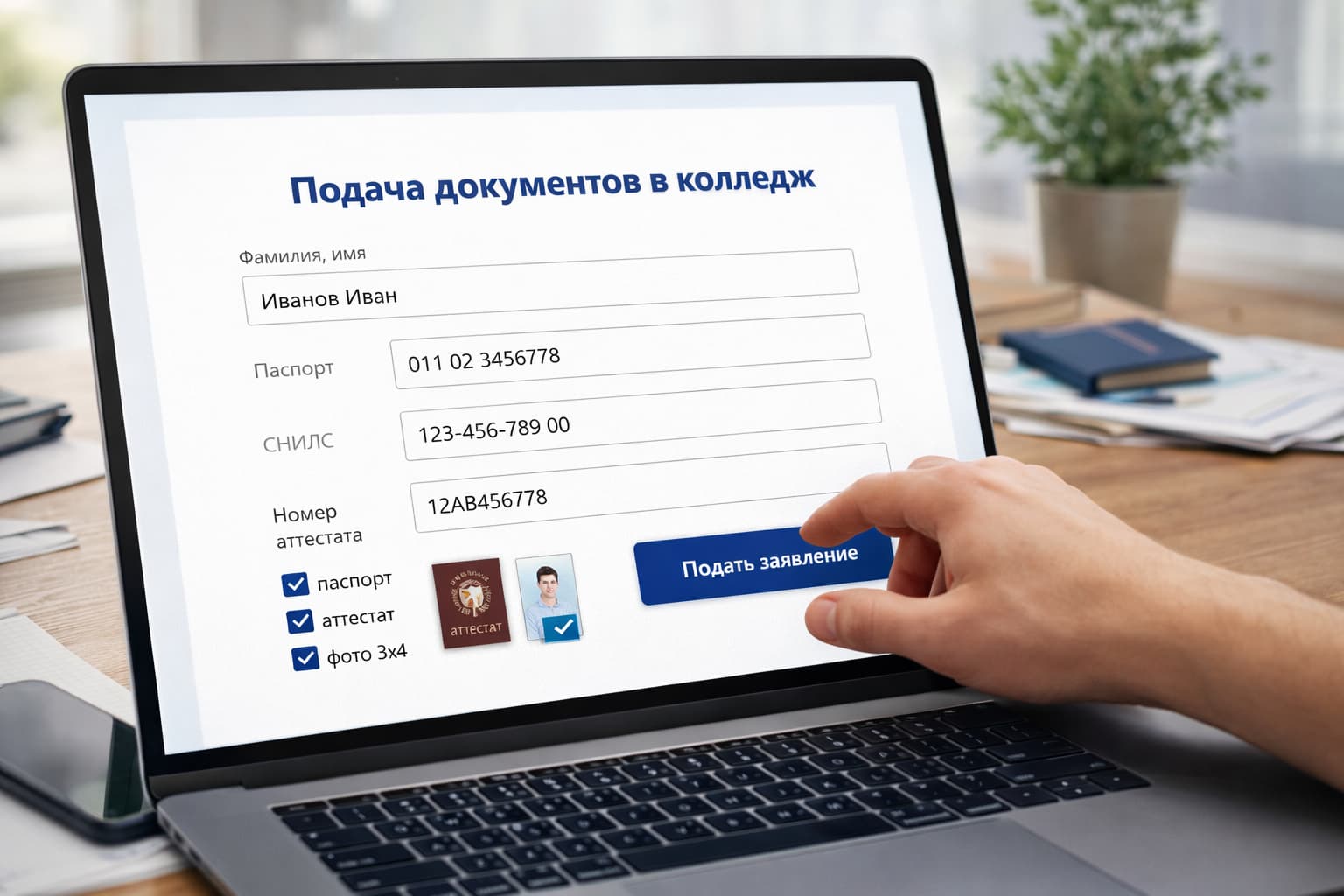 Подача документов в колледж онлайн